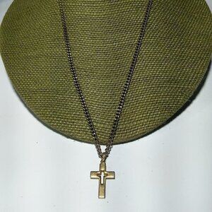 Women`s gold tone cross christian catholic necklac